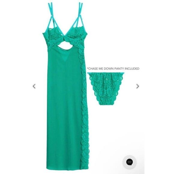 NWT WE ARE HAH Sz S BUST OUT SLIP SET MAXI SLIP & PANTY SET EMERALD - Picture 2 of 12